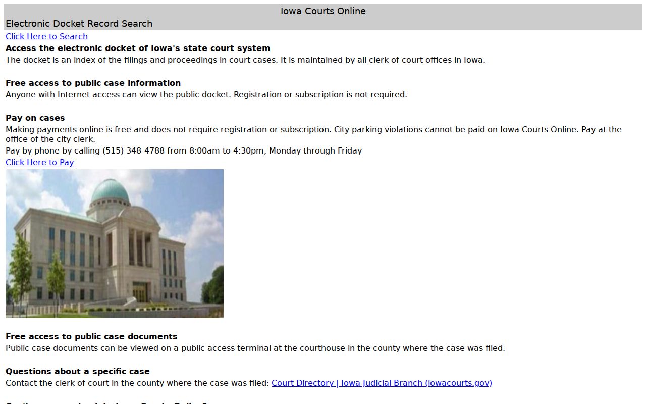 Cass County warrant records route through Iowa Courts Online