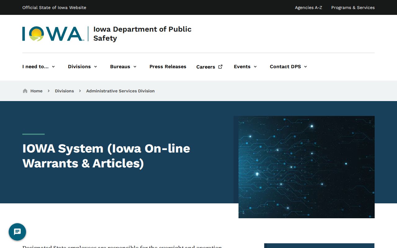 Cass County outstanding warrant law enforcement IOWA System