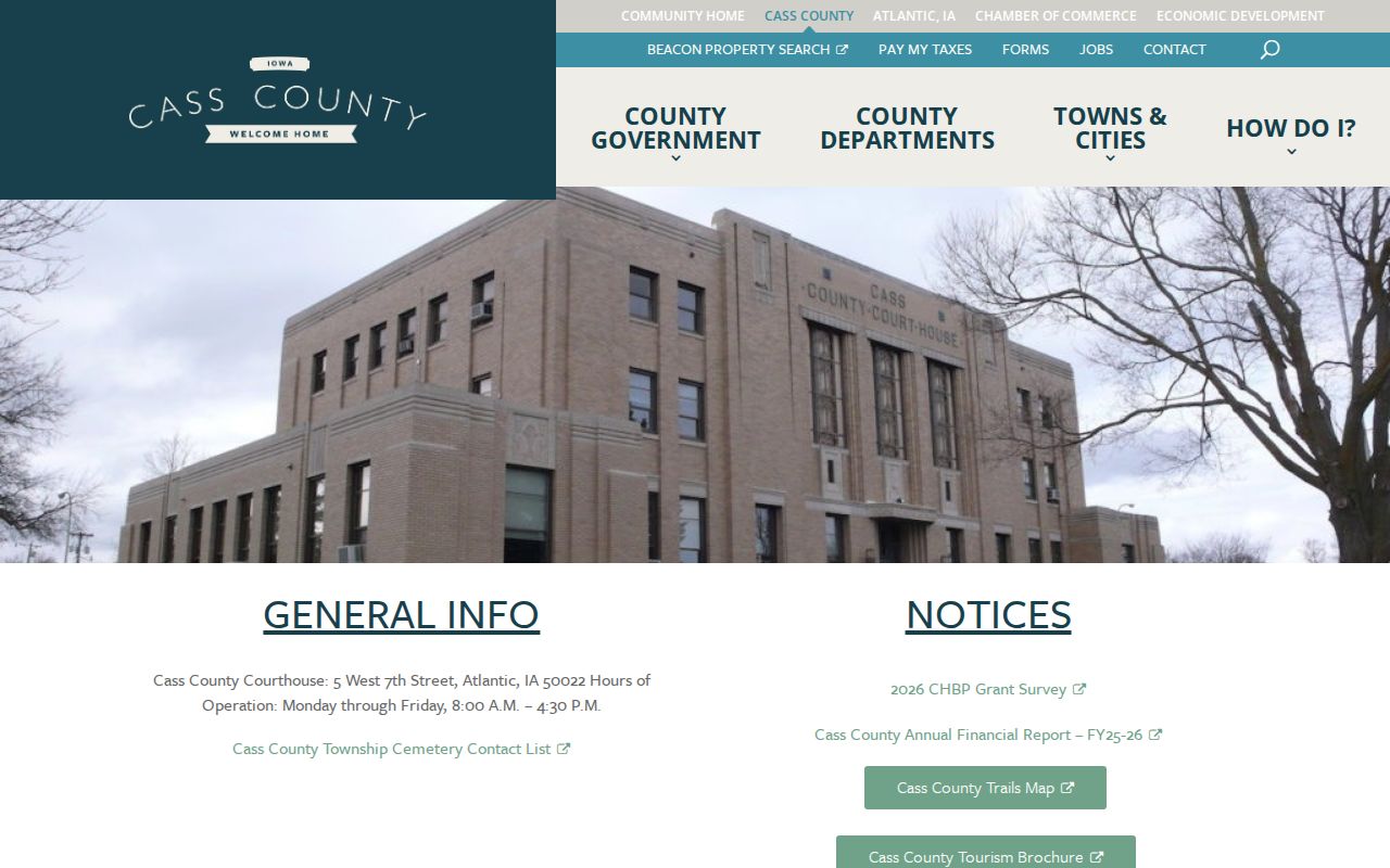 Cass County warrant records courthouse location