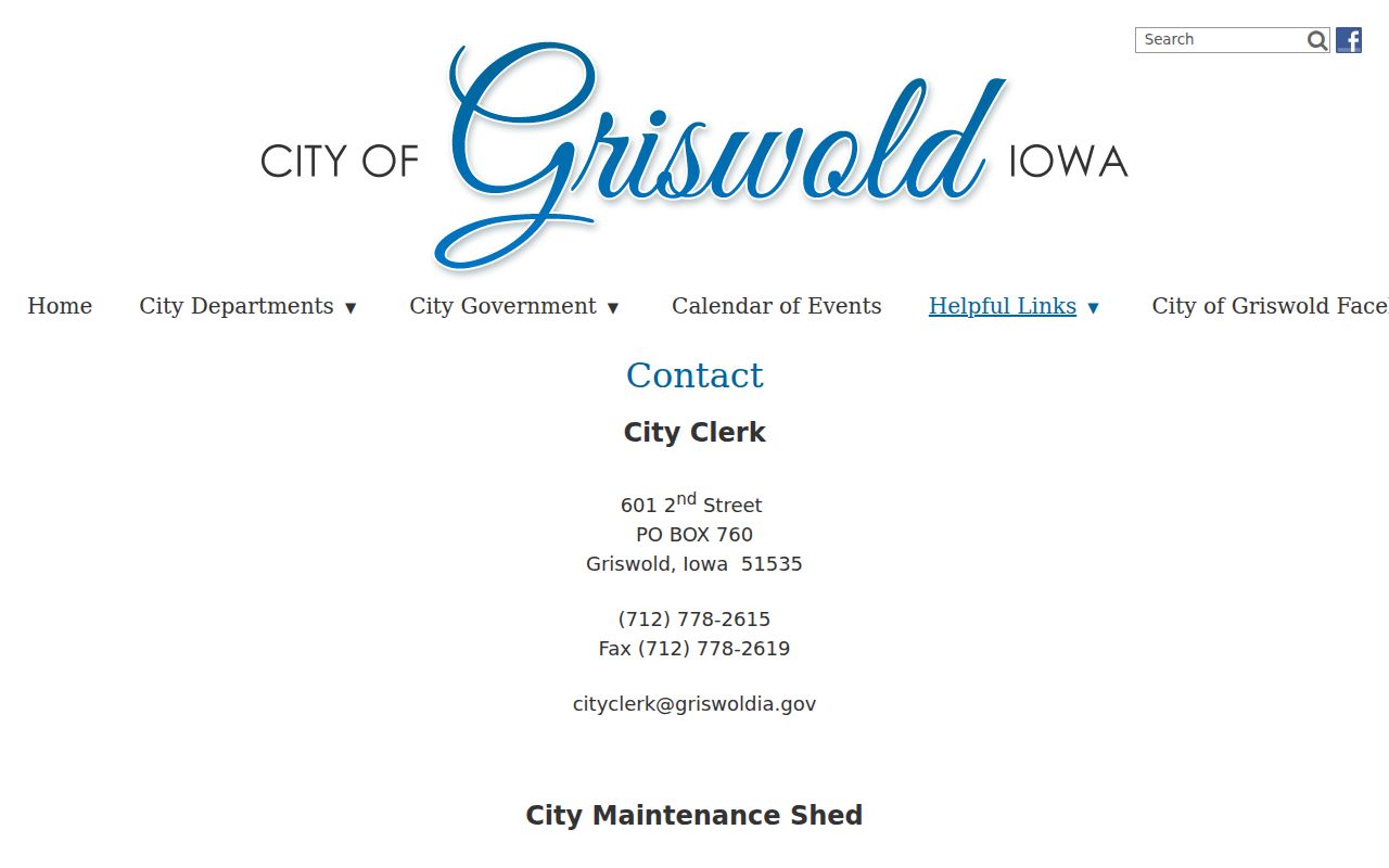 Official Griswold City Clerk contact page